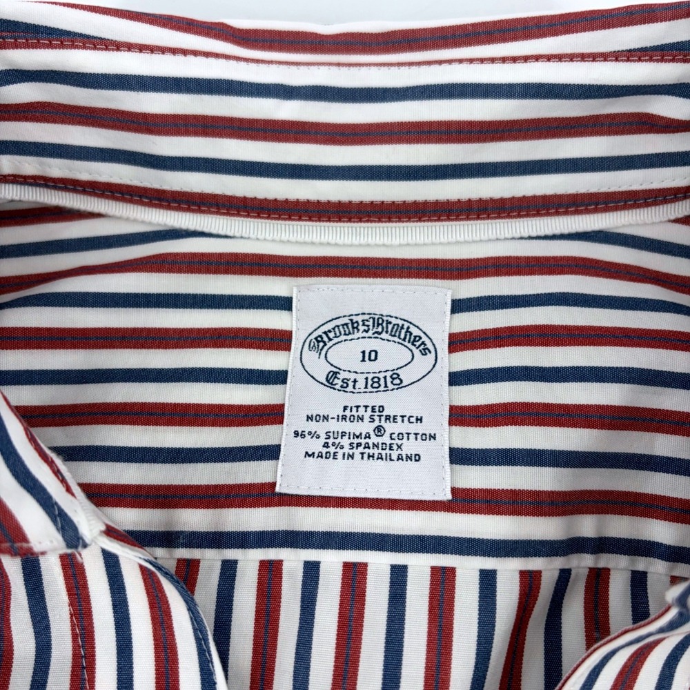 Brooks Brothers Womens Striped Supima Cotton Stretch Button Down Shirt Size 10 - Picture 2 of 9